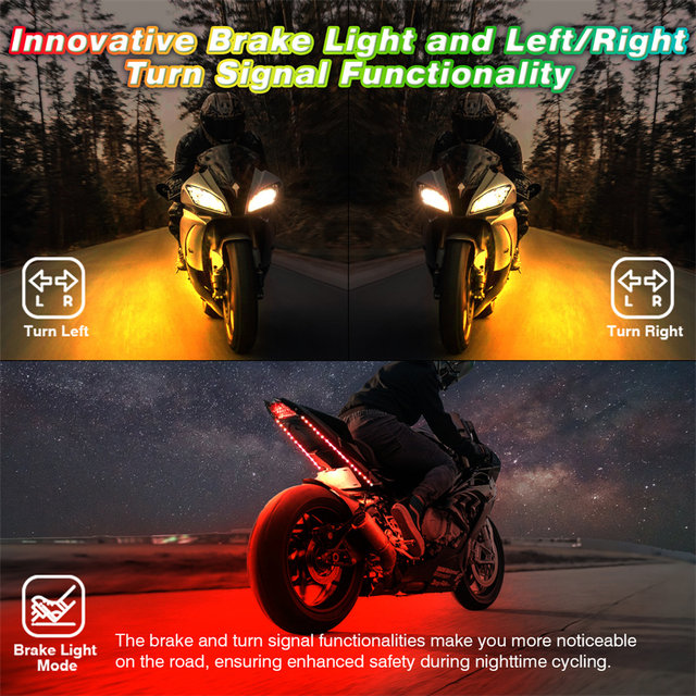 Motorcycle LED magic light modified atmosphere light waterproof multi-color belt remote control brake steering Bluetooth suitable for Harley