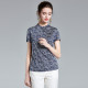 2025 summer semi-turtleneck knitted silk shirt for women short-sleeved mother dress elastic slim printed mulberry silk shirt for women