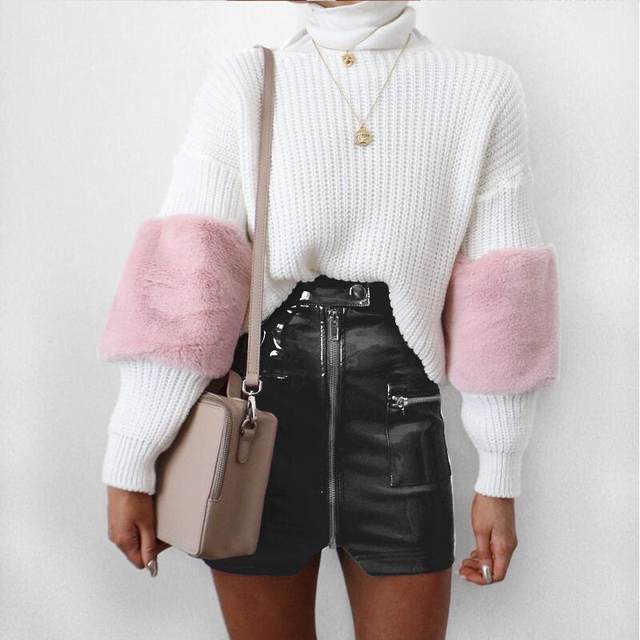 AliExpress sexy pocket zipper PU leather half-length skirt for women European and American retro irregular hip skirt 9523