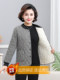 Middle-aged and elderly autumn and winter new fashionable plaid plus velvet short coat mother's style modern round neck thickened warm cotton jacket