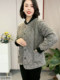Middle-aged and elderly autumn and winter new fashionable plaid plus velvet short coat mother's style modern round neck thickened warm cotton jacket