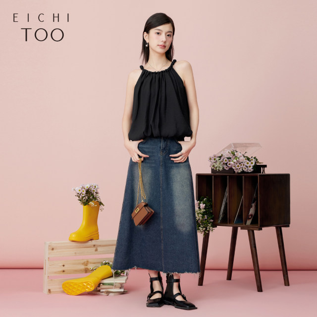 Aijutu's new summer vacation style simple and atmospheric halter neck sleeveless chiffon shirt