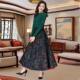 2024 new female retro temperament long skirt autumn and winter large size long skirt shows thin hair A -line skirt
