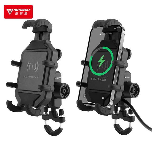 Modo Wolf Motorcycle Mobile Phone Navigation Bracket Shockproof Electric Car Handlebar Modification Faucet Shock Absorption Wireless Charging