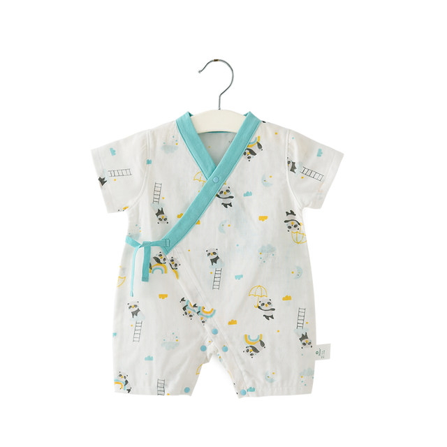 Shengzheka baby jumpsuit summer thin baby pure cotton gauze short-sleeved summer crawling clothing short women's and men's