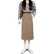 Large-size corduroy hip pocket A-line skirt camel color retro versatile skirt fat mm slim high waist midi skirt