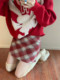 Retro red plaid wool skirt for women in autumn and winter fat m high waist covering belly and slim hip A-line sweet large-size skirt
