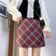 Red plaid retro hip A-line skirt for women in spring and summer 2025 sweet and versatile fat mm slim large-size skirt