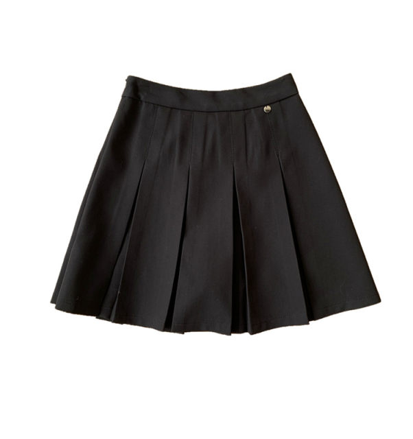 Gray pleated skirt for women in spring and summer versatile slim high waist hip A-line short skirt sweet jk skirt slightly fat large size