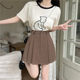 Summer women's skirt women's sweet college jk pleated skirt anti-exposure short skirt fat mm brown hip A-line skirt