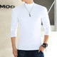 Pure cotton men's half -high -necked bottoming shirt long sleeves autumn and winter large -size slim pure color T -shirt Korean top Korean shirt elastic inside
