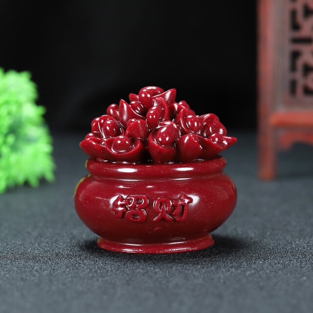 Cinnabar treasure pot ornaments Living room Wangzhai 2023 Living room ornaments Desktop small ornaments Porch ornaments