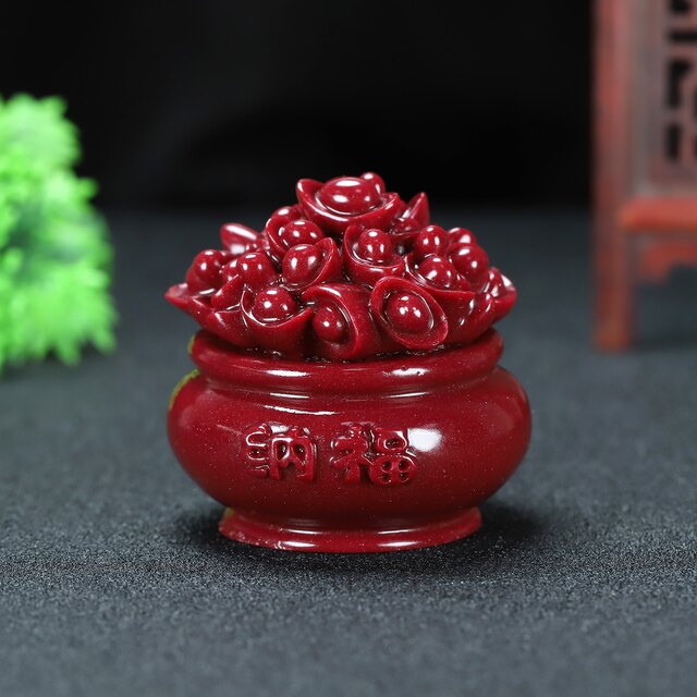 Cinnabar treasure pot ornaments Living room Wangzhai 2023 Living room ornaments Desktop small ornaments Porch ornaments