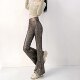 New high-waisted gold-burned leopard print bell-bottom pants for women in spring 2025, slim and slim and long trousers