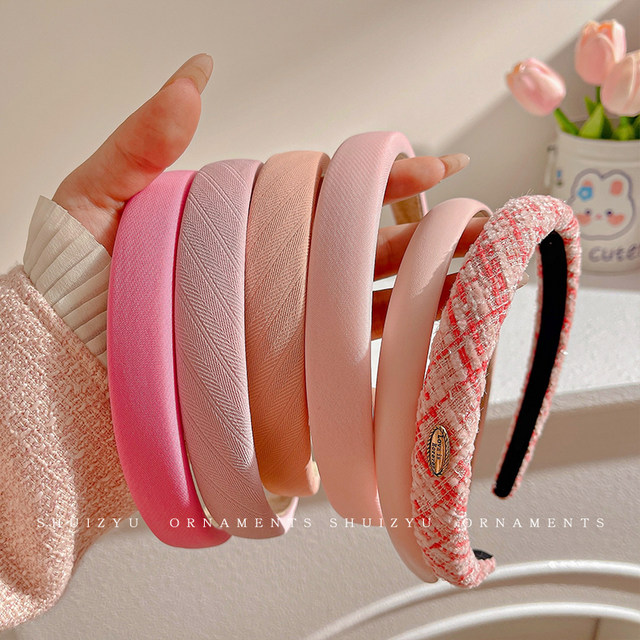 Pink headband women's hairpin headband face wash hairpin women's 2025 new headwear high-end fashionable hair accessories