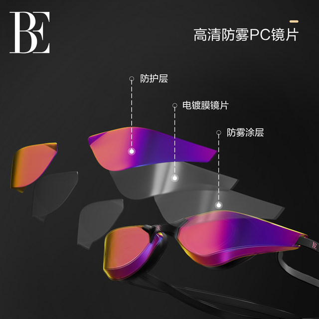 BE van der An 2025 swim goggles without frames for men and women Fashionable electroplated lenses Anti-fog and waterproof swimming special equipment