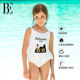 BE van der An Children's Medium-Big Children's One-piece Swimsuit Triangle Girls Sports U-shaped Backless Wide Strap Swimwear Equipment