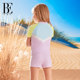 
BE van der An 2025 Children's split swimsuit flat corner girls medium-sized children short-sleeved swimming exercise light color vacation