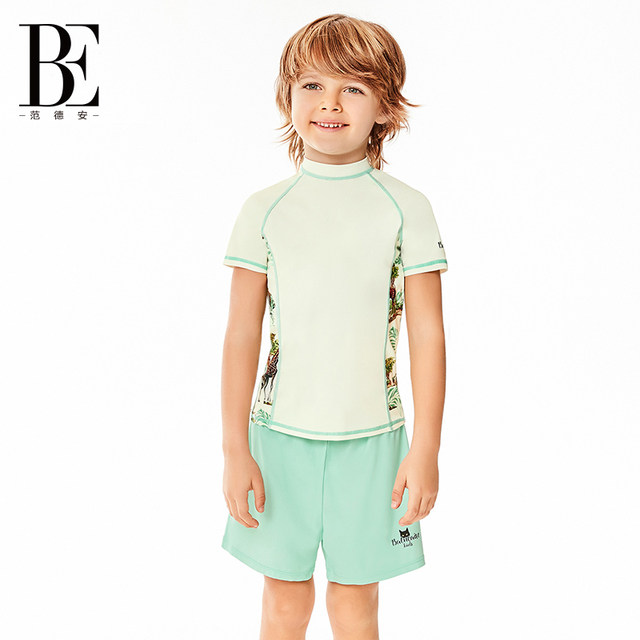BE Van Dan Boys Sliminating Swimswear Sunscreen Anti -UV Tourism Holiday Printing Children's Swimsuit