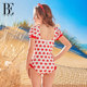 BE van der An 2025 Children's one-piece swimsuit triangle girl love puff sleeve fashionable soft quick dry