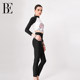 BE Fan De'an 2025 new long-sleeved split swimsuit casual surfing swimming trunks casual surfing black and white contrast swimming