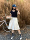 
White pleated skirt for women's summer large size Korean mid-length umbrella skirt high waist slim small person covering hips A-line skirt