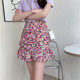 Pear-shaped floral skirt for women in summer large size high-waisted ruffled short skirt covering hips to make them look slim fish tail hip-covering skirt