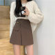 Large size fake two-piece skirt high waist belly-covering suit skirt for women in autumn and winter black irregular slimming A-line short skirt pants