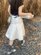 
White pleated skirt for women's summer large size Korean mid-length umbrella skirt high waist slim small person covering hips A-line skirt