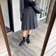 Large size retro I-shaped pleated skirt mid-length autumn new student hip-covering extended version high-waisted slim skirt