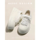 
Genuine leather bread shoes and white shoes for women 2025 spring versatile thick sole height-enhancing lace-up casual shoes shoes