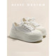 
Genuine leather bread shoes and white shoes for women 2025 spring versatile thick sole height-enhancing lace-up casual shoes shoes