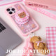 
JOEJOE original button bear suitable for Apple17Pro Apple iphone17proMax mobile phone case 16Pro new female 15 magnetic stand protective shell 14/14 mobile phone case plaid cute