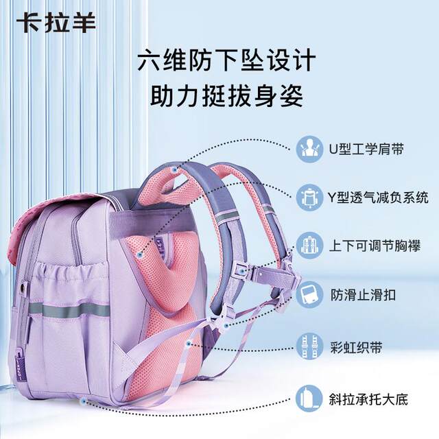 Grade 1-4 primary school students with falling and load reduction school bag lightweight antibacterial backpack 18L