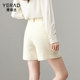 Yalida imitation woolen shorts for women in spring and autumn casual pants thickened women's pants 2025 new style small fragrance style black boot pants