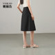 Yalida skirt commuter pleated a-line skirt for women 25 summer new large size midskirt casual black umbrella skirt
