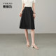 Yalida skirt commuter pleated a-line skirt for women 25 summer new large size midskirt casual black umbrella skirt