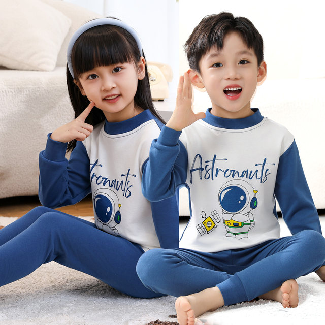 Children's underwear set pure cotton boys and girls pajamas medium-sized children's autumn clothes and trousers, cotton spring and autumn thin base shirt