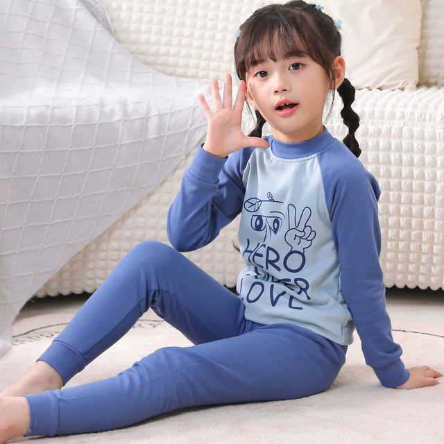 Children's underwear set pure cotton boys and girls pajamas medium-sized children's autumn clothes and trousers, cotton spring and autumn thin base shirt