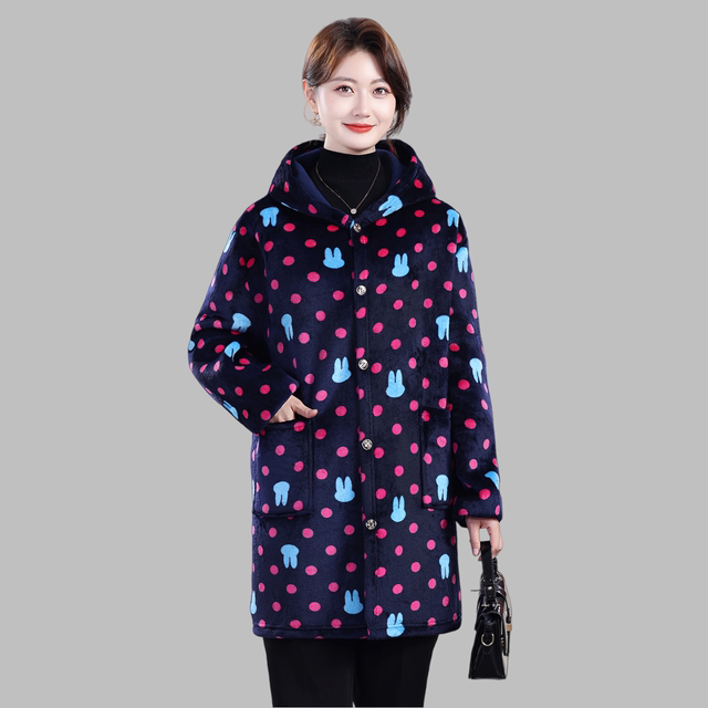 Winter flannel loose plus velvet thickening mom women's kitchen apron stain-resistant warm oversized overalls