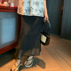 BIGYU double split mid -long long gauze skirt in summer new temperament high waist, thin waist thin, wild straight skirt
