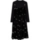 DM100 large size 100% women's slightly fat mm autumn and winter butterfly embroidery fake two-piece waist velvet dress