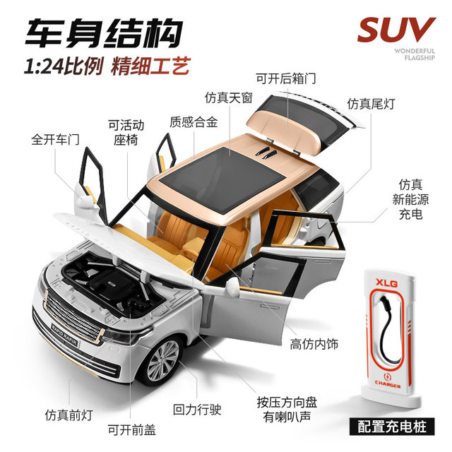 Simulation 1:24 Land Rover Range Rover New Energy SUV Alloy Cross -country Model Boys Boy Boys Toys Car
