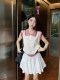 Sweet red striped polo collar sweater female summer design sense niche thin sleeveless slim short top