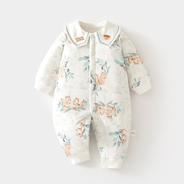 
Winter baby thickened warm jumpsuit for girls, autumn and winter quilted baby boy's pure cotton warm cotton clothes