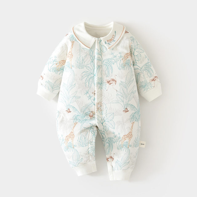 
Baby jumpsuits, girls' clothes, autumn and winter new quilted boys' clothes, pure cotton, thickened and warm, cotton-padded clothes