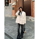 Adan white wool suit collar jacket for winter new style thickened Korean loose wool short coat for women
