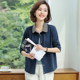 Spring and Autumn Small Thin Jacket Women's Polo Collar Mother's Clothes Middle-aged and Elderly High-end Tender Button Long Sleeve Top
