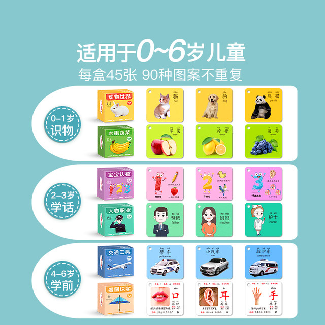 Animal card cognition early education children's literacy reading picture recognition enlightenment book infants and toddlers one year old educational toys