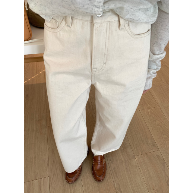Zhoumumu apit white wide-leg casual pants for women 25 spring and summer new high-waist slimming straight-leg casual nine-point pants